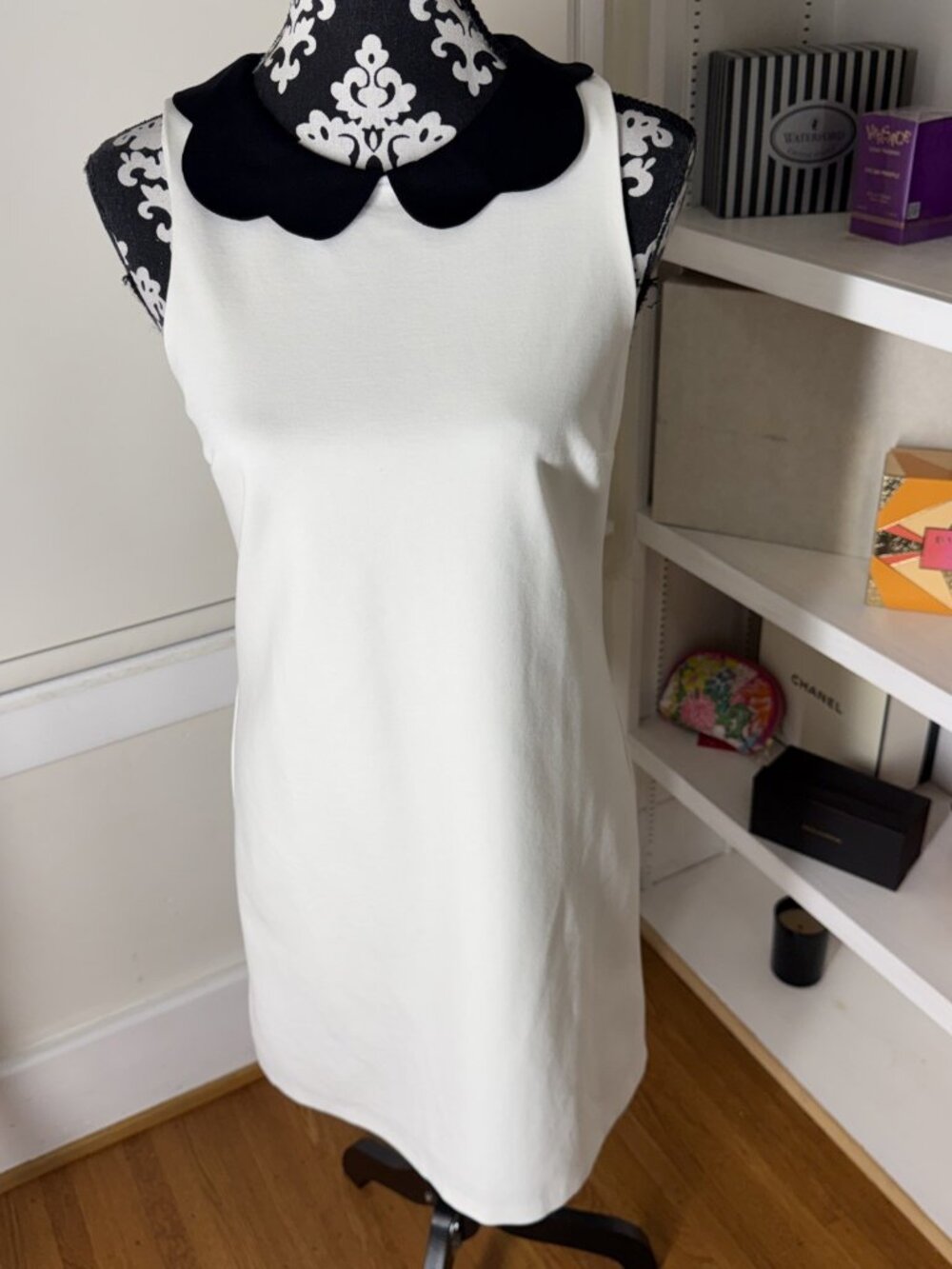 Necessary Objects Black, And White Peter Pan Collar, Sleeveless Dress, Medium
